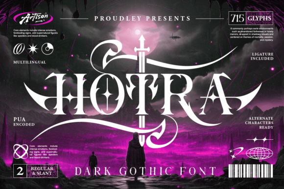 Hotra: A Dark Gothic Display Typeface for Mystical Branding